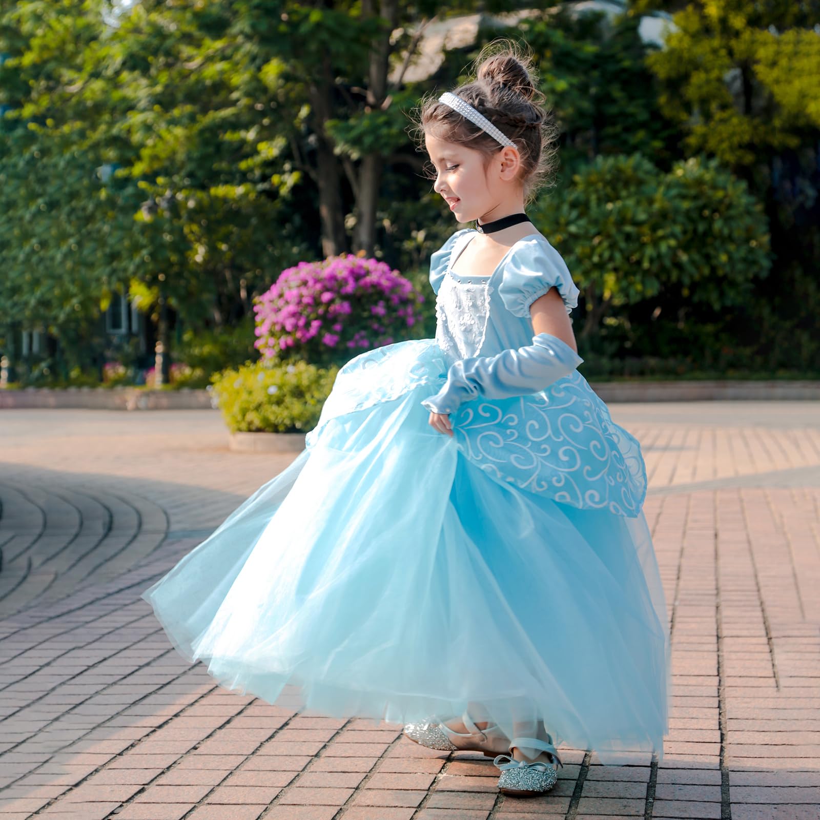 Cinderella Princess Costume for Girls - Blue Fairy Tale Dress for Halloween, Birthday Party & Dress Up Play | Perfect for Cosplay, Themed Events & Photo Shoots