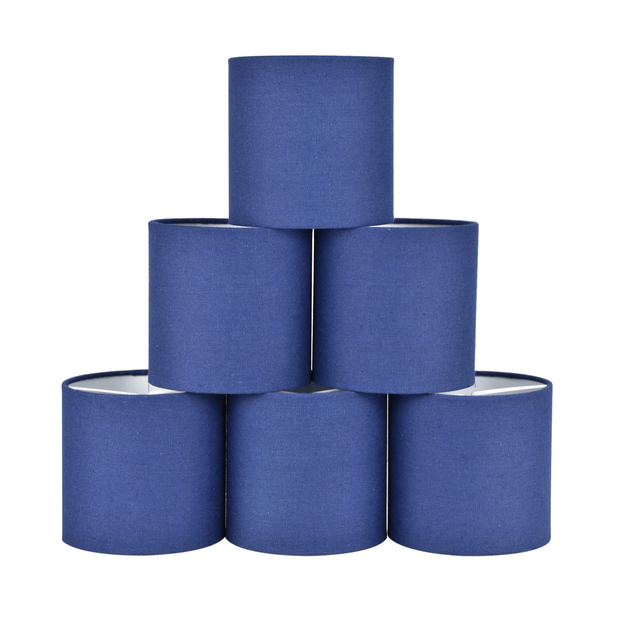 LAMPWELL MEMO Clip-on Chandelier Fabric Lamp Shades - Set of 6 Small Drum Linen Lamp Shades (5.2