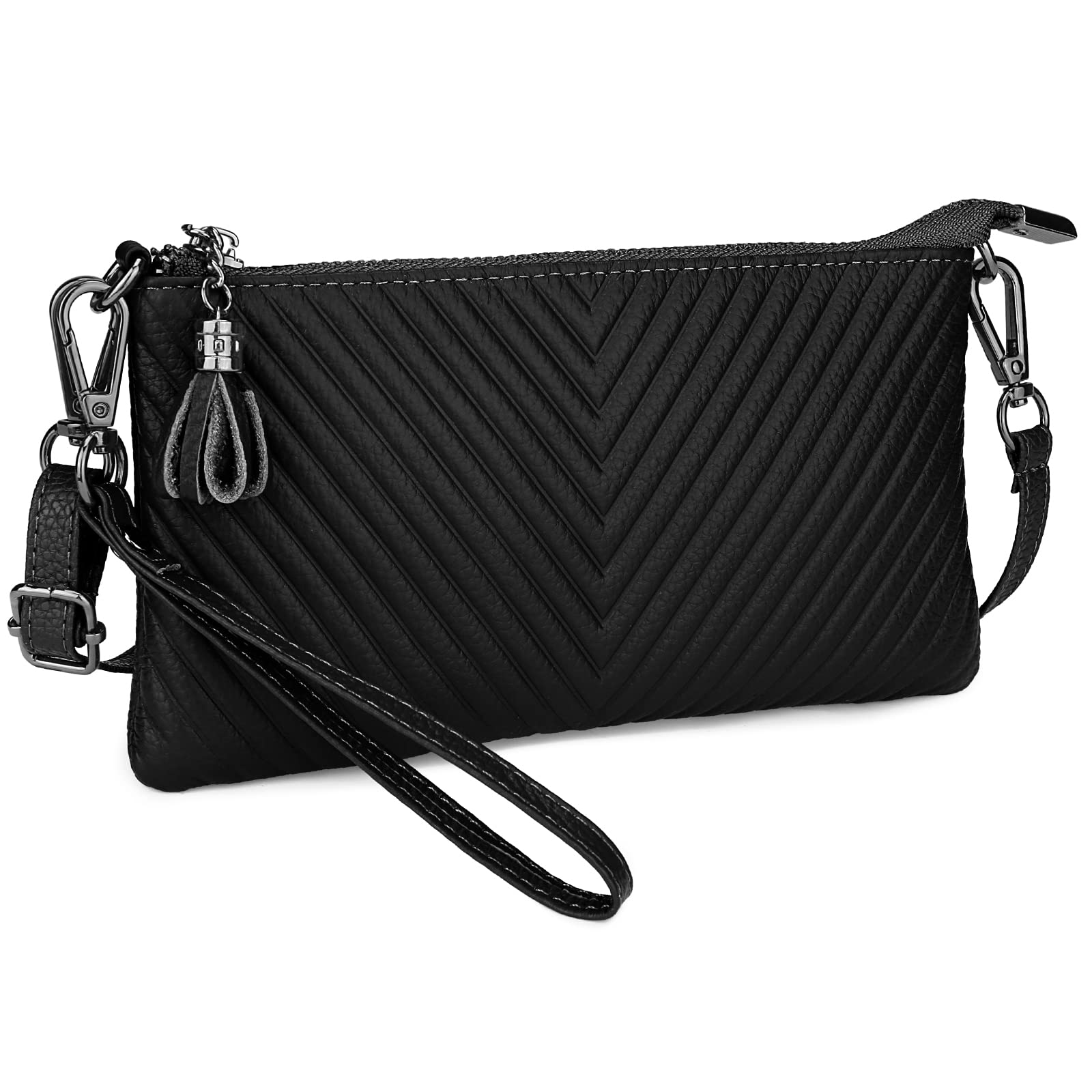 Uromee Genuine Leather Wristlet Wallet Clutch Purse for Women - Crossbody Bag with Detachable Shoulder Strap - Perfect for Parties, Travel & Everyday Use