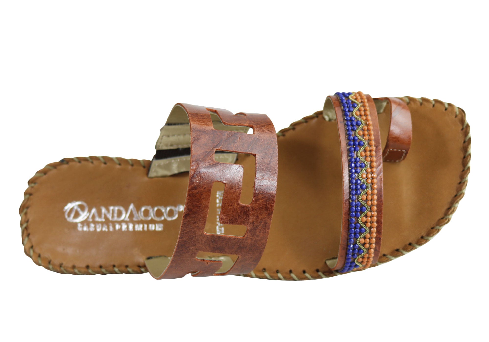 Andacco Energie Women's Comfortable Leather Flat Sandals - Handmade in Brazil - Perfect for Summer, Beach, Travel & Casual Outings