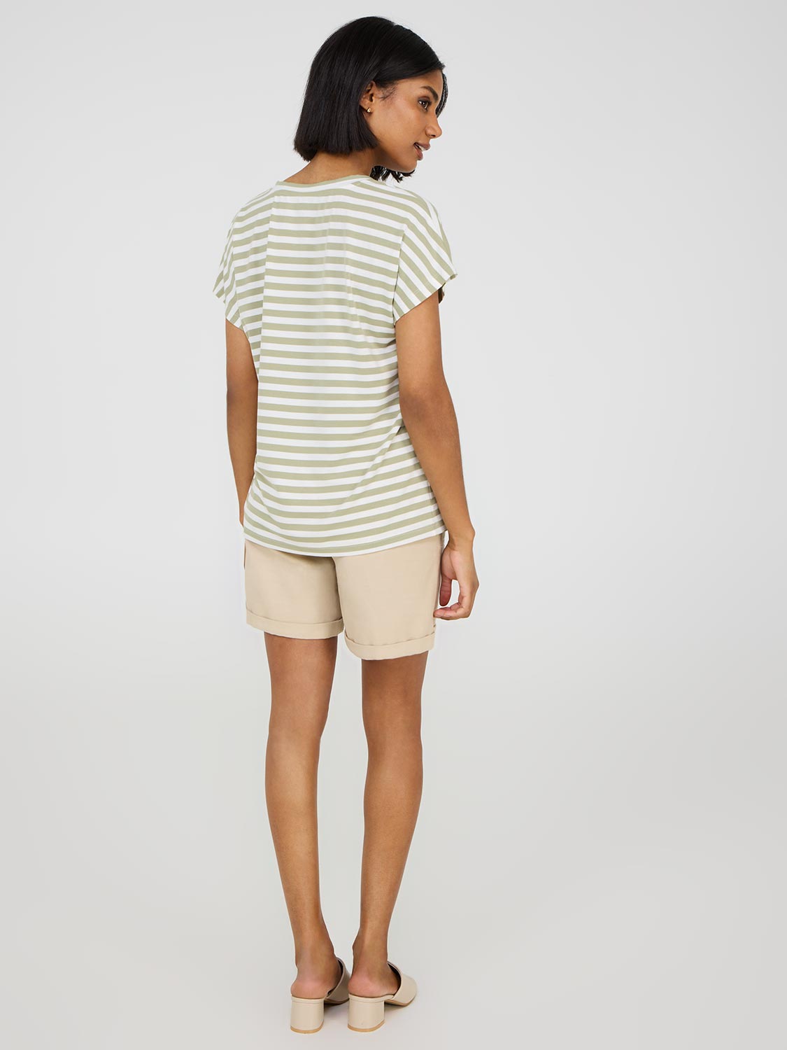 Stylish Striped V-Neck Dolman Sleeve T-Shirt for Women - Perfect for Casual Outfits, Layering & Everyday Wear