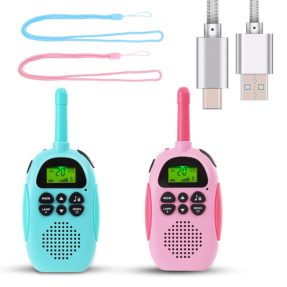 Kids Walkie Talkies - Rechargeable 1500mAh Long Range 2-Way Radios with 22 Channels, VOX & Backlit LCD | Outdoor Toys for Boys & Girls Ages 3-12 | Perfect for Camping, Hiking, Backyard Adventures and Family Games