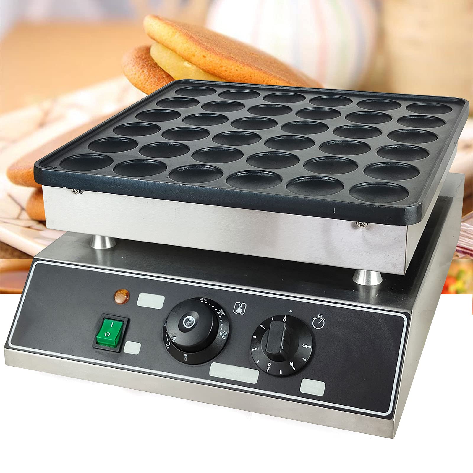 36-Hole Electric Pancake Maker with Non-Stick Waffle Plate - Mini Crepes & Waffle Machine for Home Baking, Breakfast, Brunch, and Party Snacks