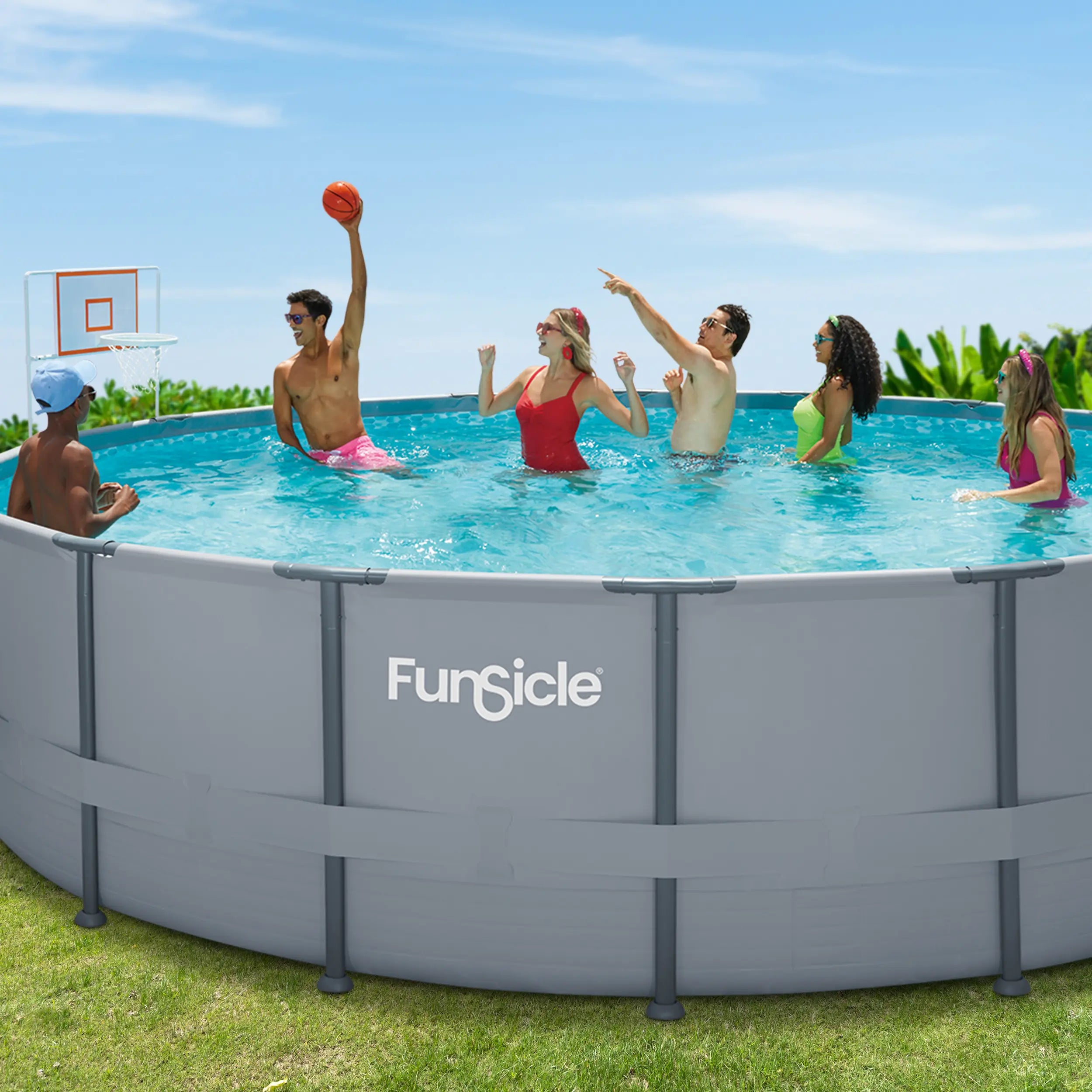 Premium Funsicle Basketball Set with Hoop, Ball & Pump - Perfect for Kids Outdoor Play, Backyard Games & Sports Training - Ideal for Driveway, Park & School Use