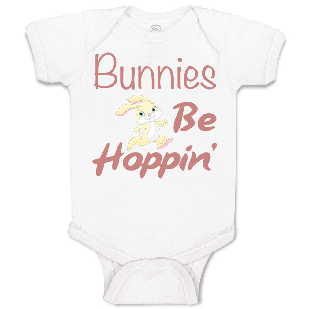 Custom Personalized Baby Bodysuit - Bunnies Be Hoppin Easter Funny Cotton Onesie for Boys & Girls - White Newborn Outfit for Easter Photos & Spring Celebrations