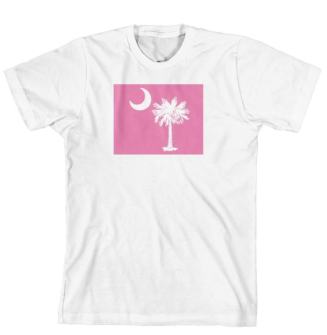 Palmetto Tree and Moon Graphic T-Shirt for Women - Soft Cotton Pink Tee with Unique Design - Perfect for Casual Wear, Beach Outings, and Southern Style Fashion