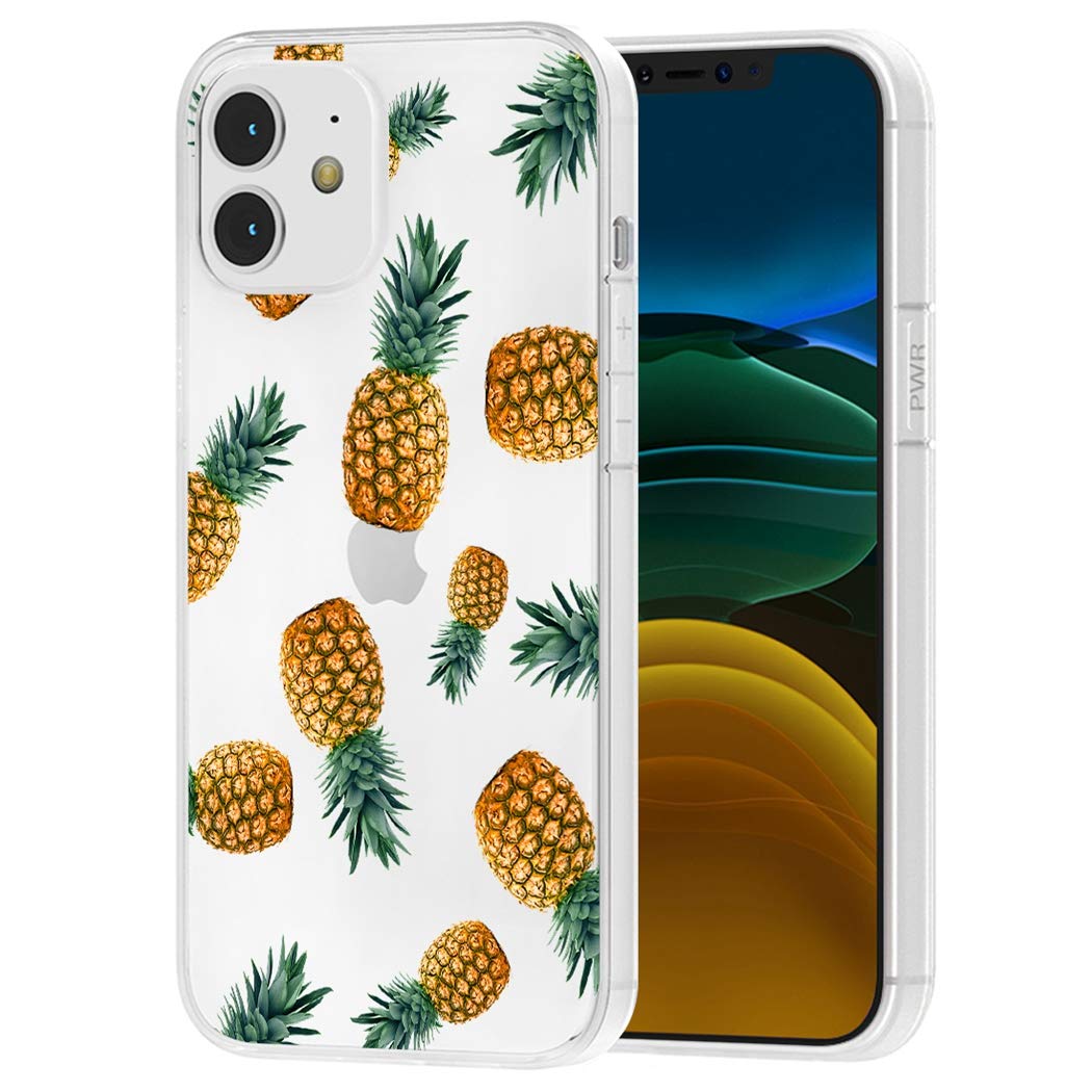 Shockproof Clear Pineapple Pattern TPU Case for iPhone 12 Mini 5.4 Inch (2020) - Slim Flexible Protective Phone Cover for Women & Men - Perfect for Daily Use, Travel and Outdoor Activities