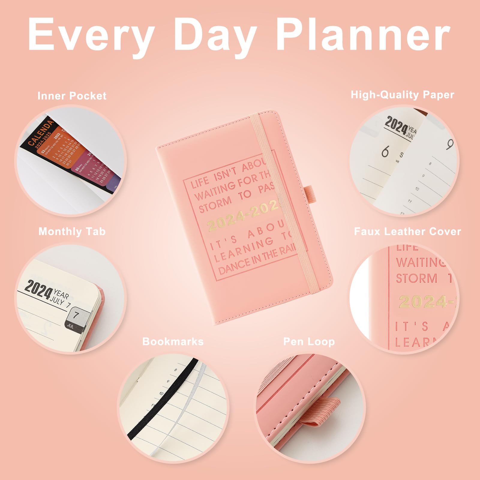 2024-2025 Daily Planner with Gratitude Journal | Academic Diary Day Per Page (July 2024-June 2025) | Productivity Organizer for Students & Professionals | 5.7