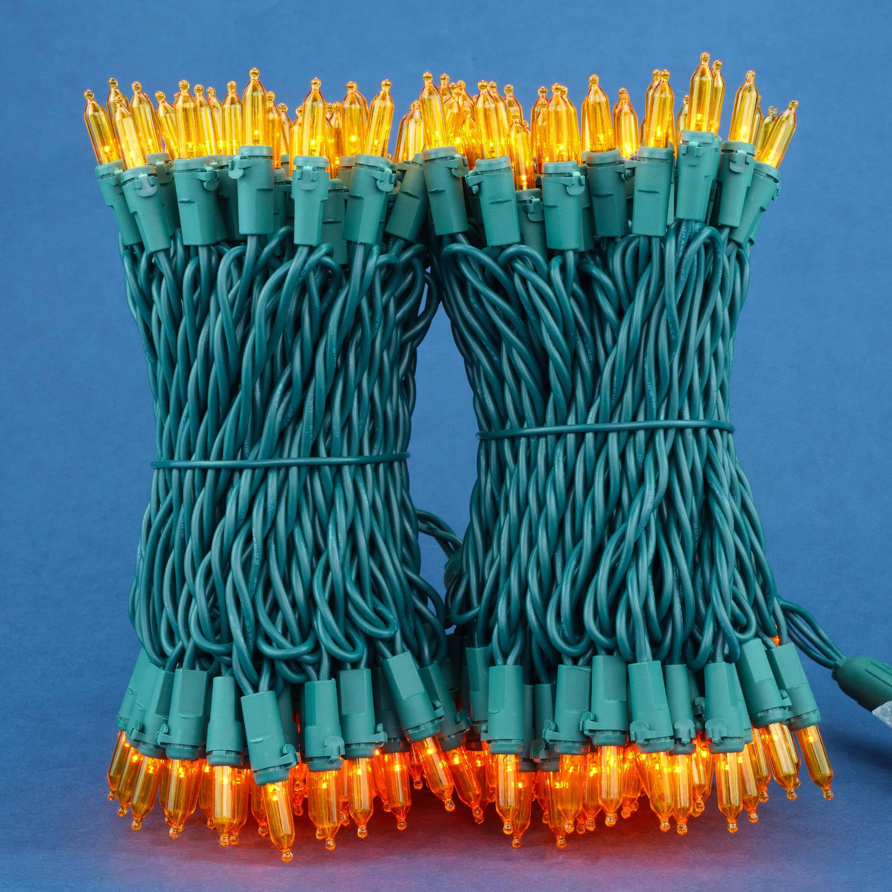 Orange LED Christmas Lights - 200 Count (2 Sets of 25ft 100 LED) with Green Wire - Perfect for Indoor/Outdoor Holiday Decorations, Christmas Trees, and Party Lighting