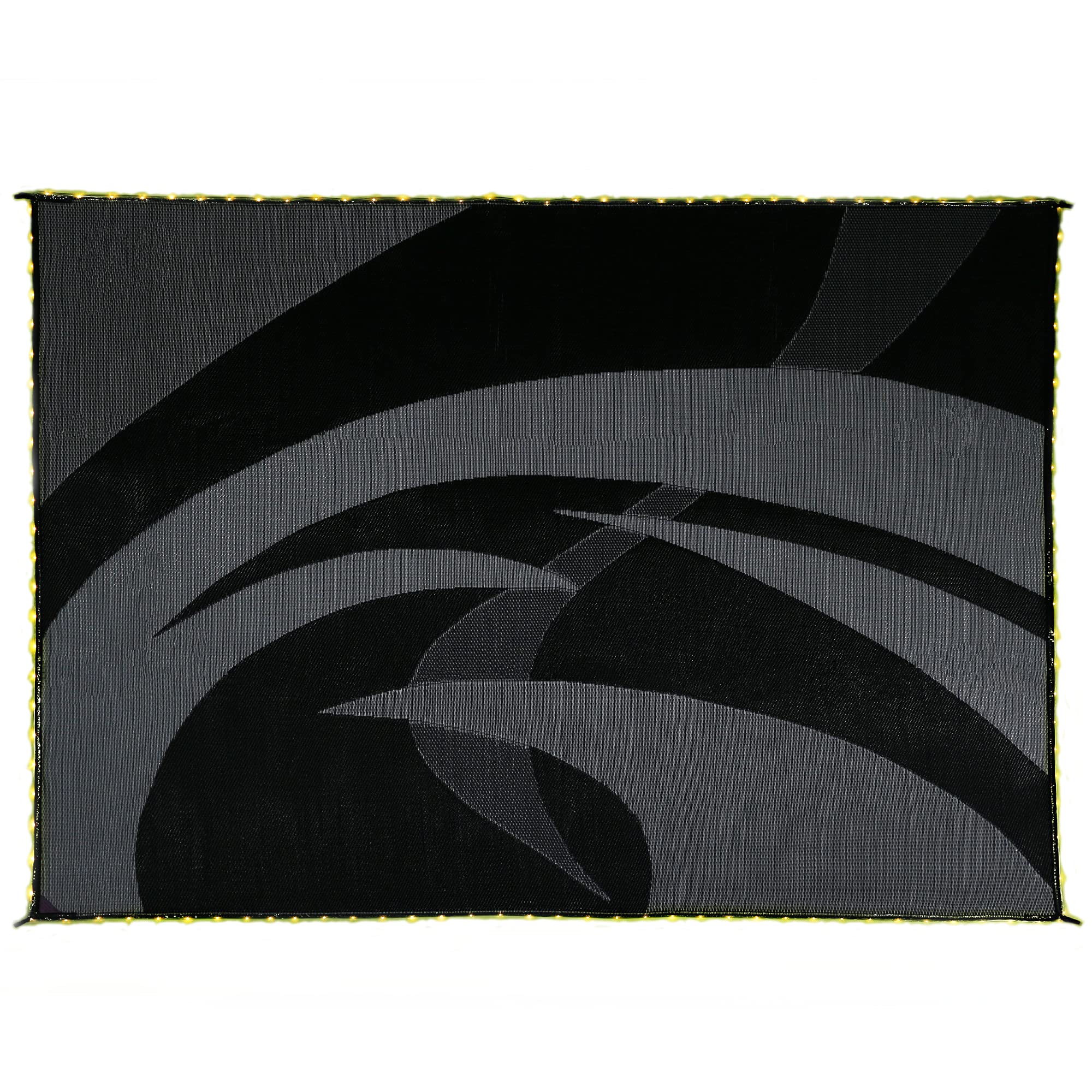 Premium 8x11ft LED Illuminated Outdoor Patio Mat - Waterproof Camping Mat for RV, Backyard, Deck & Picnic - Stylish Black/White Design - Perfect for Camping, Tailgating & Outdoor Gatherings