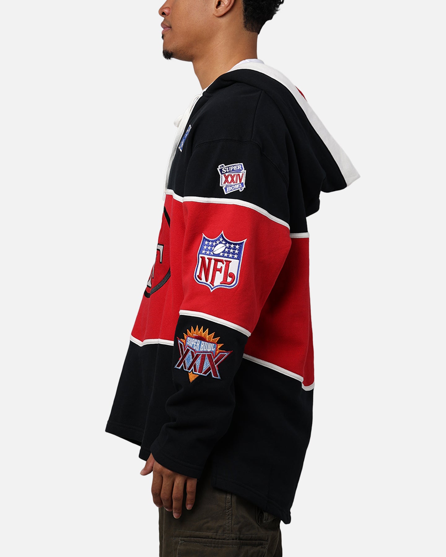 47 Brand San Francisco 49ers Super Bowl Gridiron Lacer Hoodie - Jet Black NFL Fan Apparel for Men & Women - Perfect for Game Day, Tailgating, and Football Season