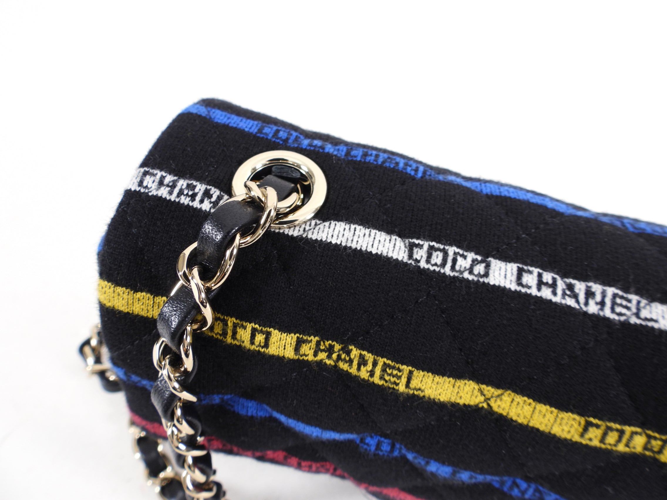 Chanel 22S Jersey Logo Mini Stripe Classic Flap Bag - Luxury Designer Crossbody Purse for Women | Perfect for Date Night, Parties & Special Occasions