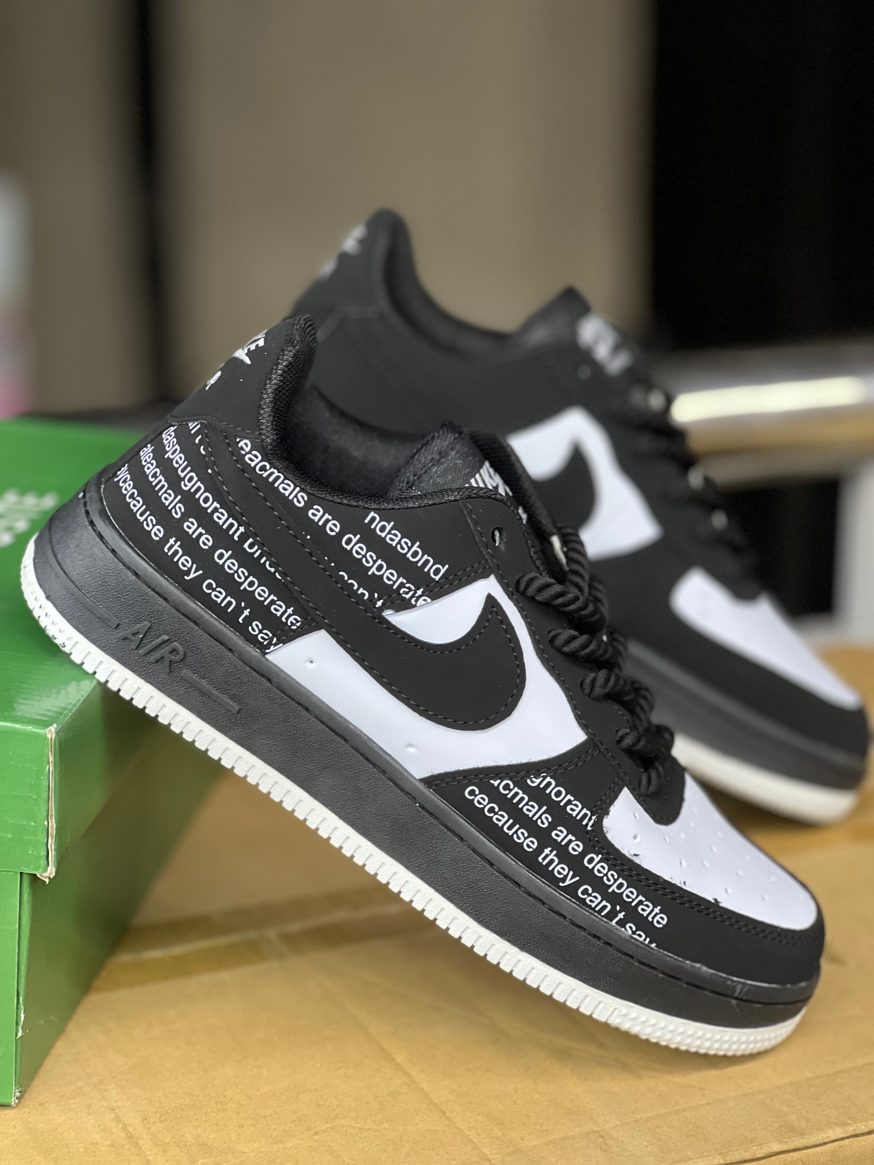 Nike Air Force 1 Sneakers - Black Print - Men's/Women's Casual Shoes for Everyday Wear & Street Style Fashion
