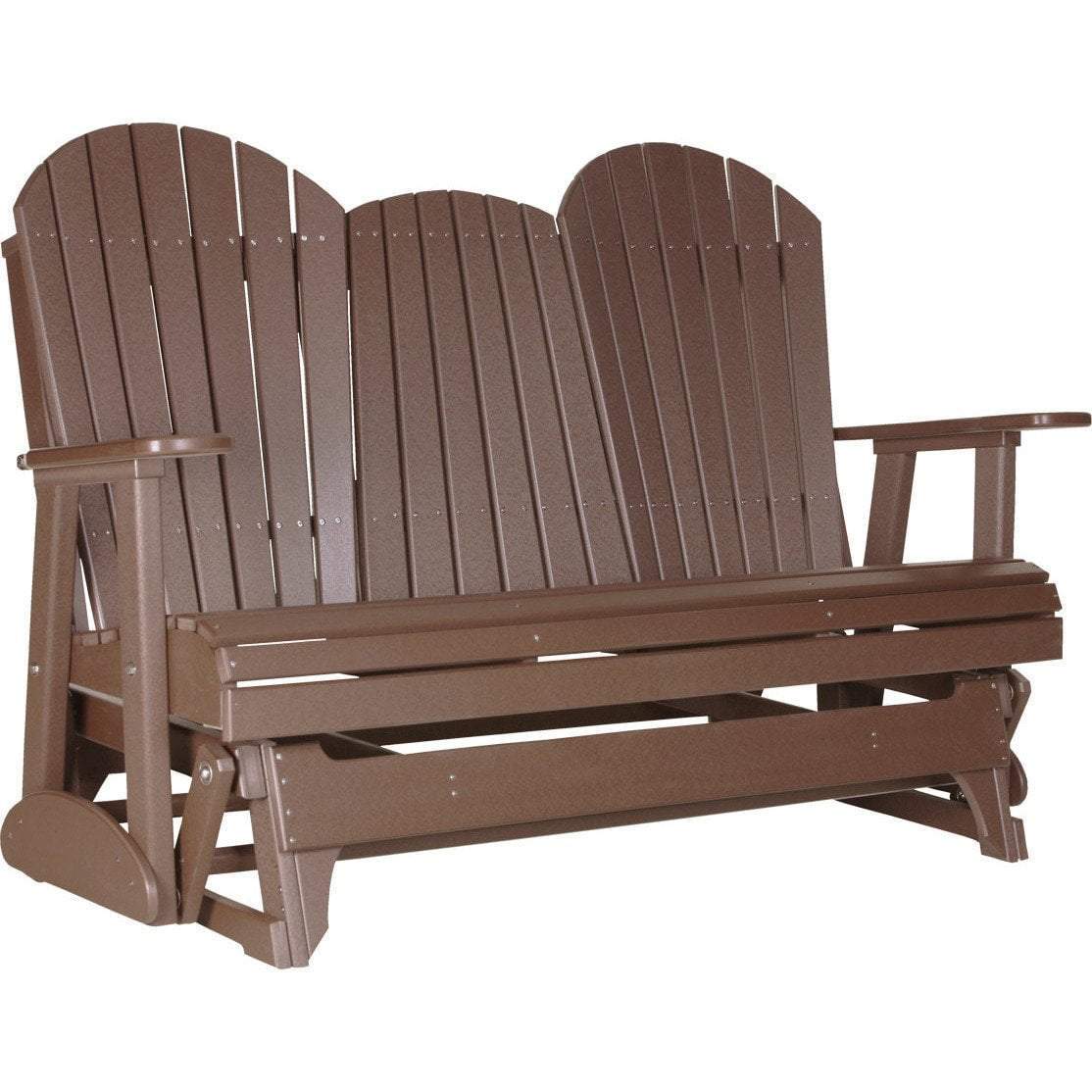 5 ft. Recycled Plastic Adirondack Outdoor Glider with Cup Holder - Eco-Friendly Patio Furniture for Garden, Deck, Poolside & Backyard Relaxation
