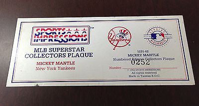 Mickey Mantle Autographed MLB Numbered Plaque - New York Yankees Hall of Fame Collectible for Sports Memorabilia Display & Man Cave Decor