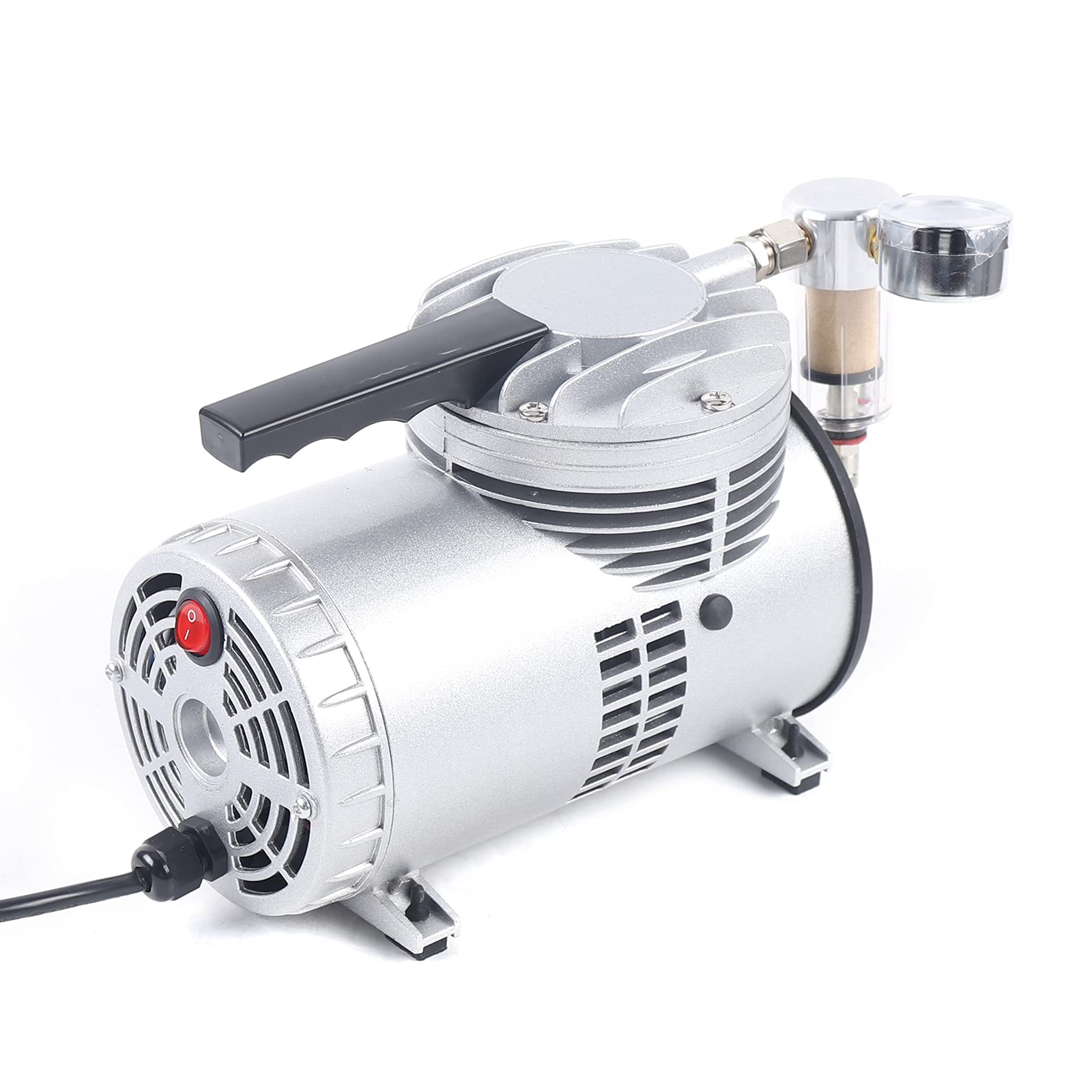 10V Oil-Free Diaphragm Vacuum Pump 1/6HP 20-23L/min 1450-1700 RPM Quiet High Vacuum Piston Compressor with US Plug - Ideal for Food Packaging, Handicrafts, Laboratories & Dental Applications