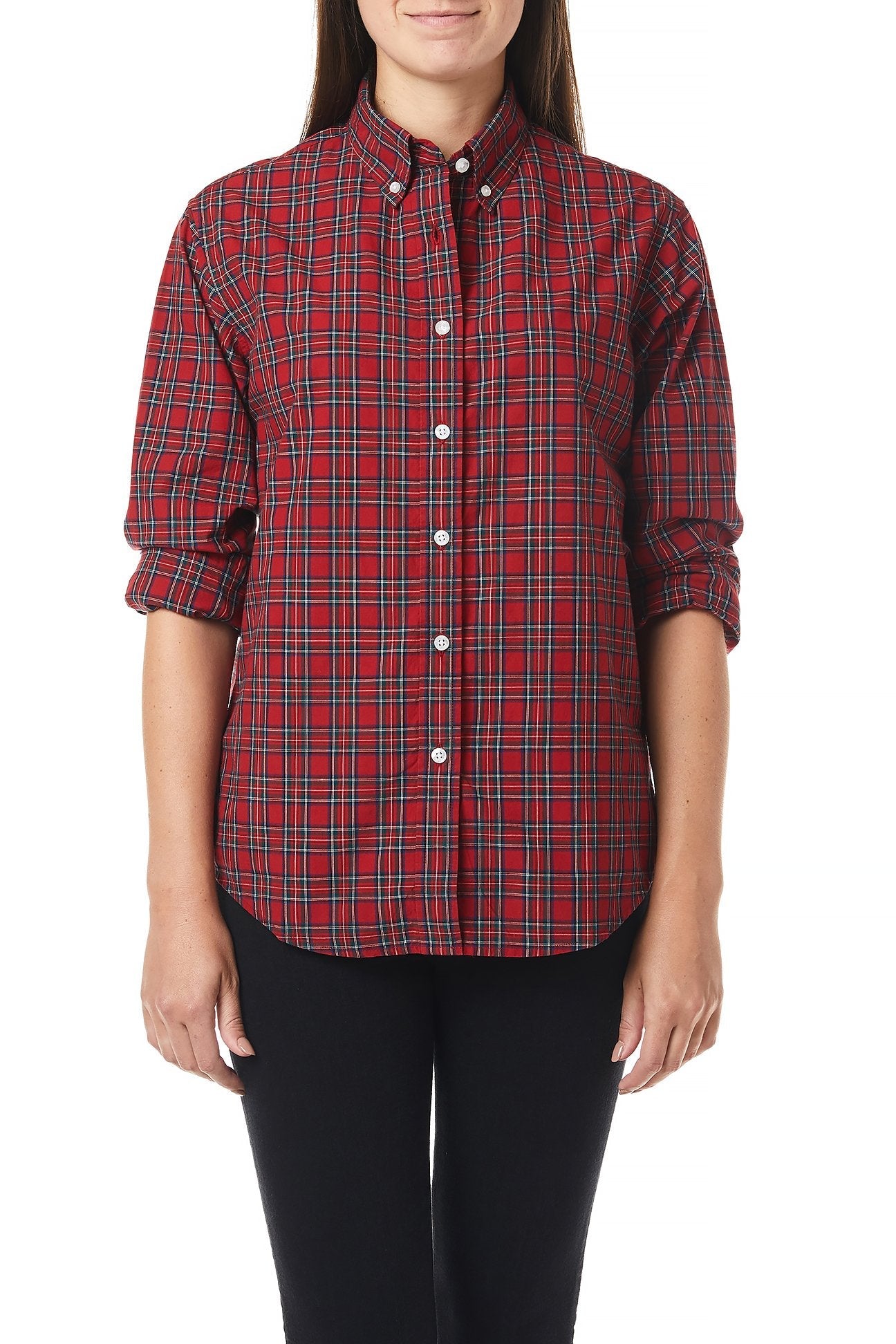 Royal Stewart Tartan Ladies Button Down Shirt - Classic Plaid Flannel Shirt for Women - Perfect for Office, Casual Outfits & Fall Layering