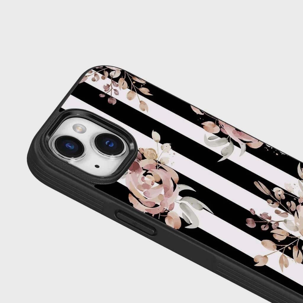 Premium iPhone 15 Case with MagSafe - Elegant Black Floral Design | Slim Protective Cover for Everyday Use, Work & Travel