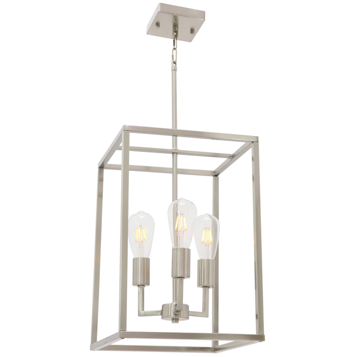 VINLUZ 3-Light Classic Brushed Nickel Chandelier - Elegant Indoor Pendant Lighting for Foyer, Hallway, Kitchen & Dining Room | Perfect for Home Decor, Wedding Venues and Restaurant Ambiance