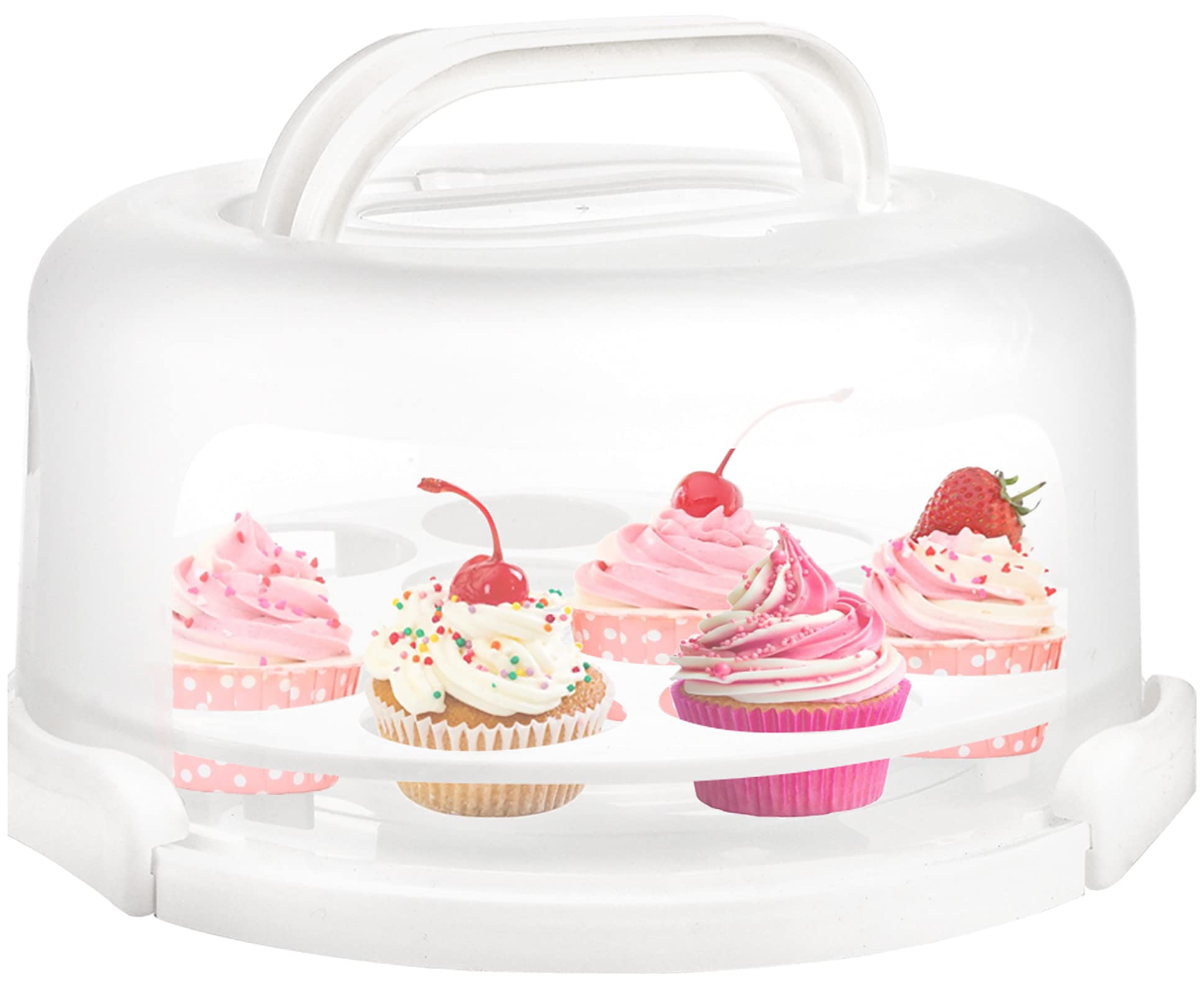 Yesland Collapsible Handle Cake Carrier - 10 Inch Round Plastic Cake Container with Lid for Cakes, Pies, Cookies, Muffins & Fruits - Portable Baking Storage for Parties, Picnics & Home Use