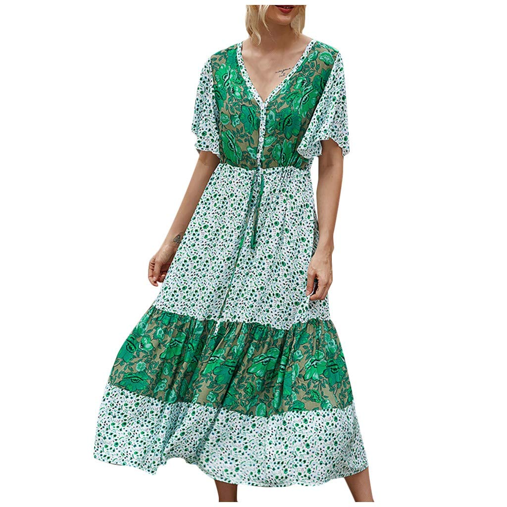 Women's Floral Print V-Neck Summer Dress - Sexy Beach Party Dress for Women | Perfect for Vacations, Weddings & Night Out