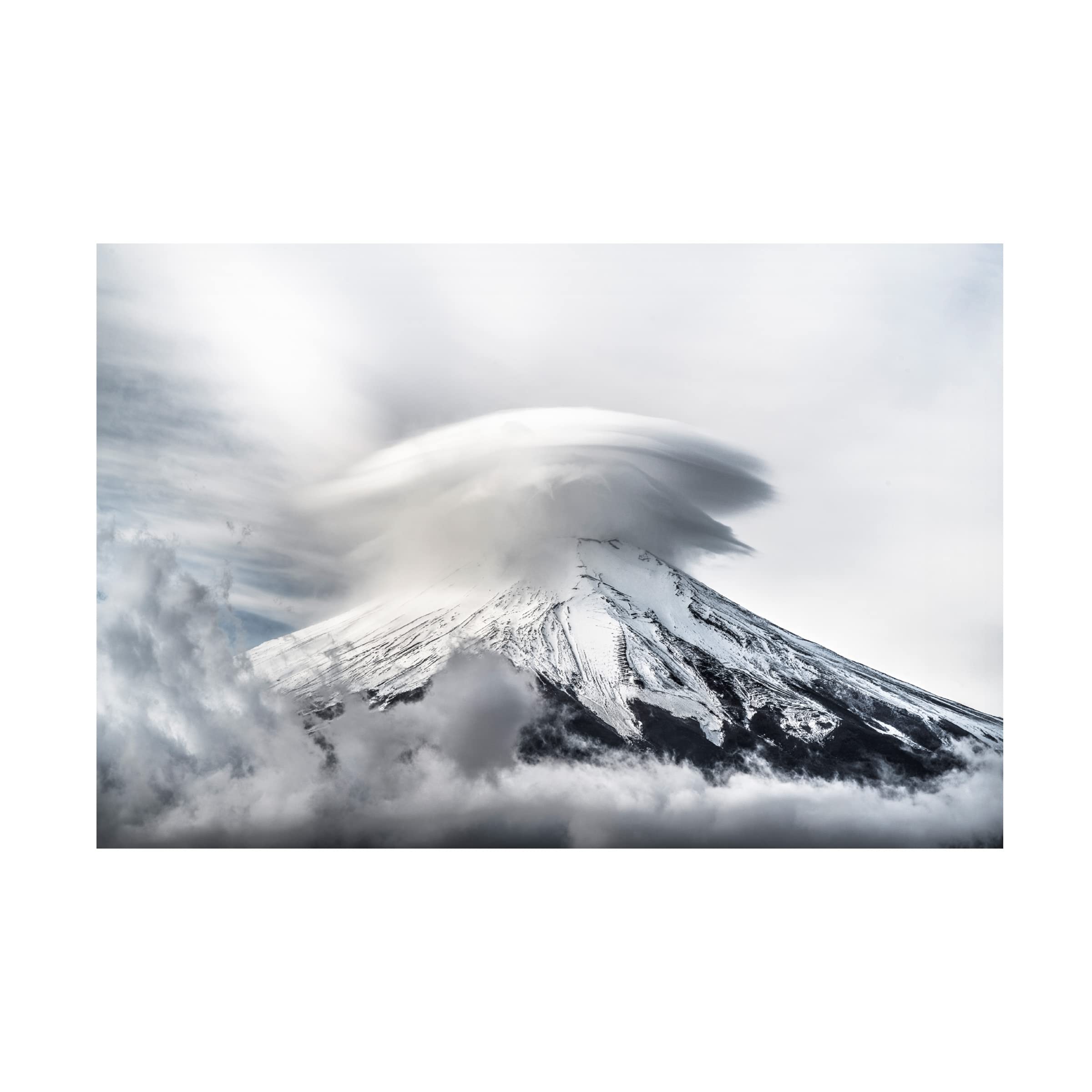 Takashi Suzuki 'Umbrella Cloud Fuji' Canvas Wall Art Print - Japanese Landscape Painting for Home & Office Decor | Perfect for Living Room, Bedroom or Office Wall Decor