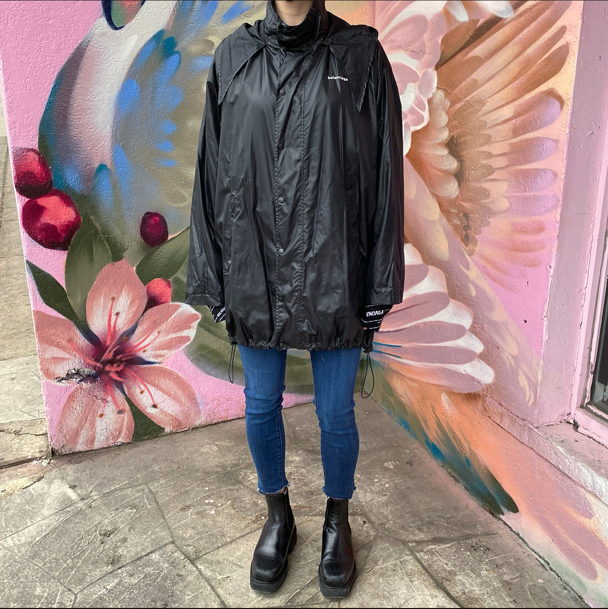 Balenciaga Black Lightweight Nylon Hooded Windbreaker Jacket - Size FR36 | Waterproof Windbreaker for Men & Women | Perfect for Outdoor Activities, Travel & Streetwear Fashion