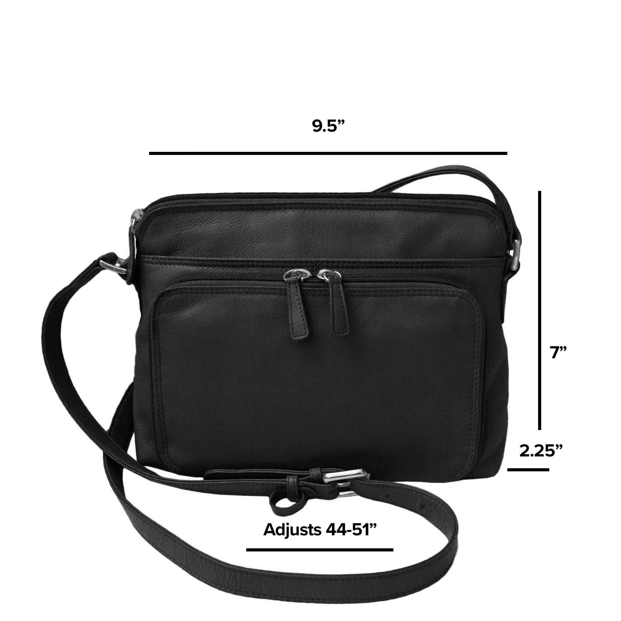 CTM® Women's Genuine Leather Shoulder Bag Purse with Side Organizer Pockets - Stylish Crossbody Handbag for Work, Travel & Everyday Use