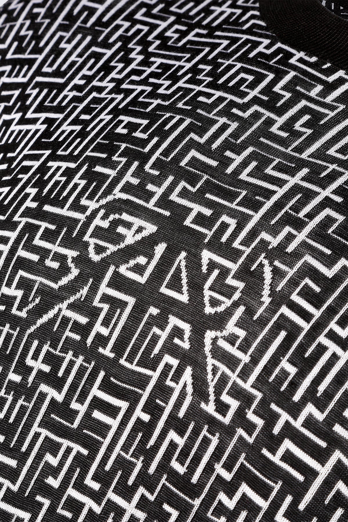 Silk Jacquard Tee with Black Logo Maze Print - Stylish & Comfortable Casual Wear for Men & Women | Perfect for Everyday Outfits, Streetwear & Lounge