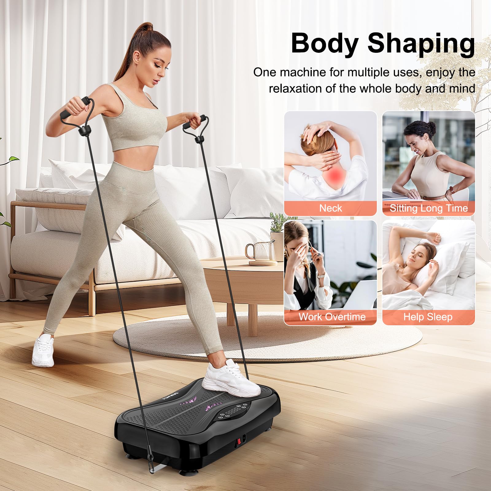 DERACY 3D Vibration Plate Exercise Machine - Full Body Workout Platform with Resistance Bands for Weight Loss, Toning & Fat Burning | Home Gym Fitness Equipment for Women & Men