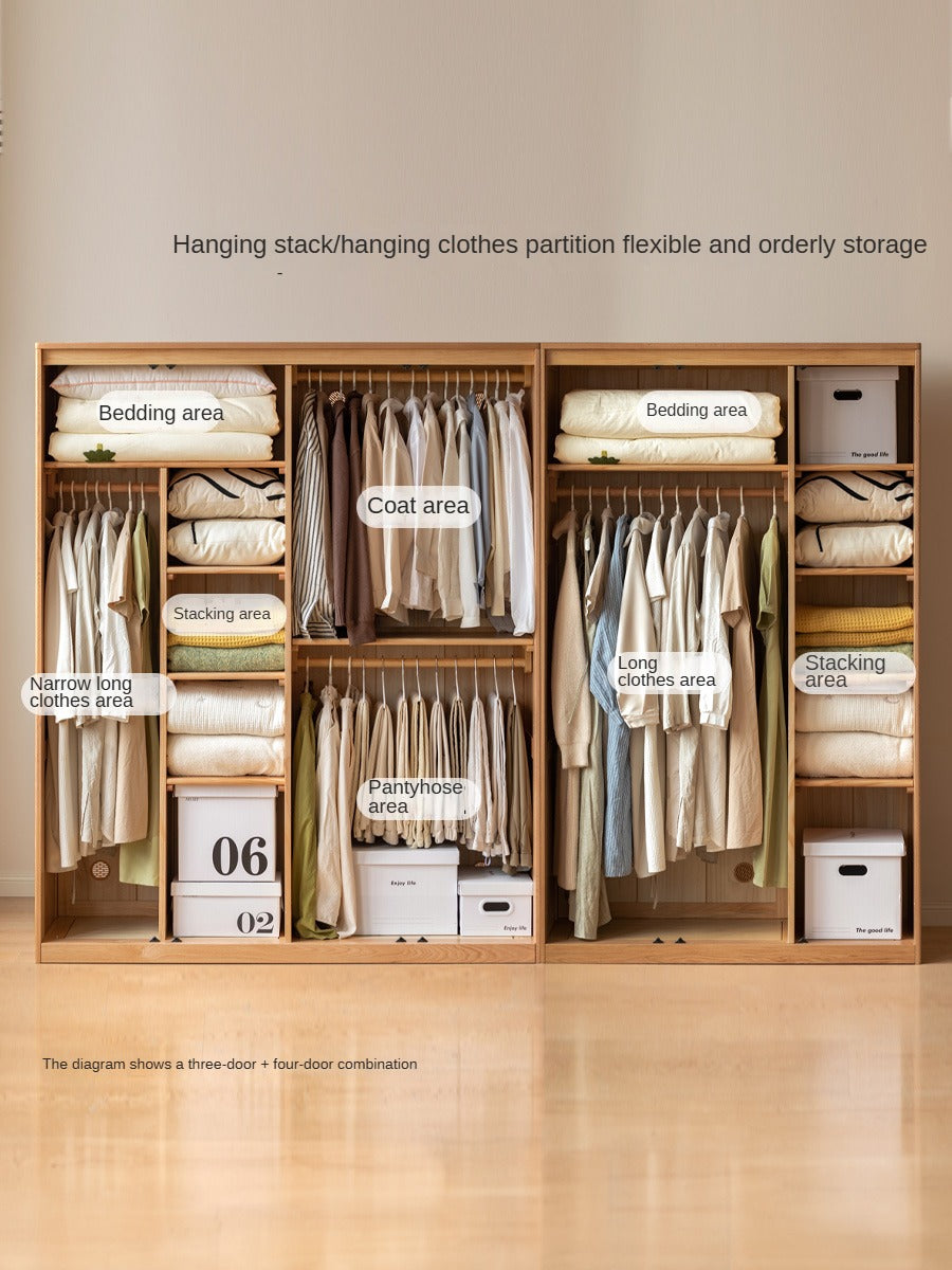Solid Oak Wood Locker - Modern Wardrobe Closet for Bedroom, Office & Entryway Storage | Durable Wooden Cabinet with Hanging Rod & Shelves