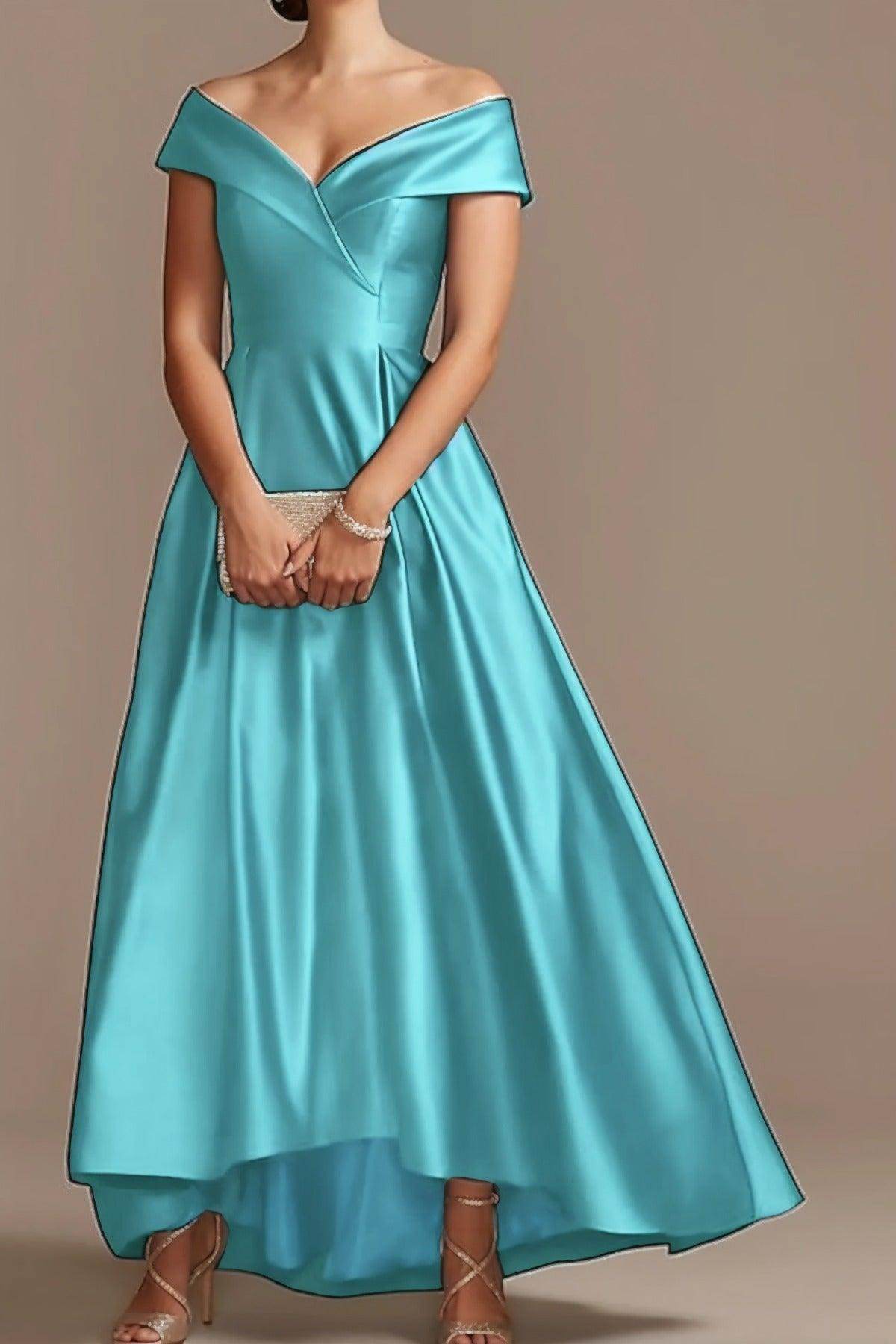 Elegant High-Low Ankle Length Satin Mother of the Bride Dress CM0078 - Perfect for Weddings, Formal Events & Special Occasions