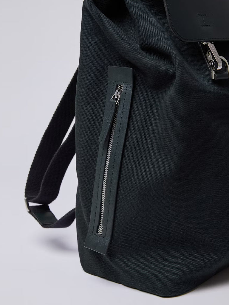 Sandqvist Hege Black Metal Hook Backpack - Stylish & Durable for Travel, Work & Everyday Use