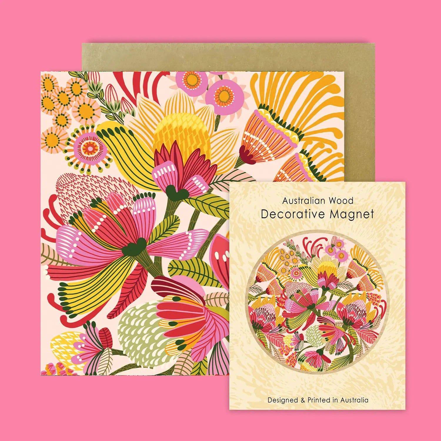 Wild Proteas Magnetic Gift Set with Greeting Card - Perfect for Home Decor, Office Gifts & Special Occasions