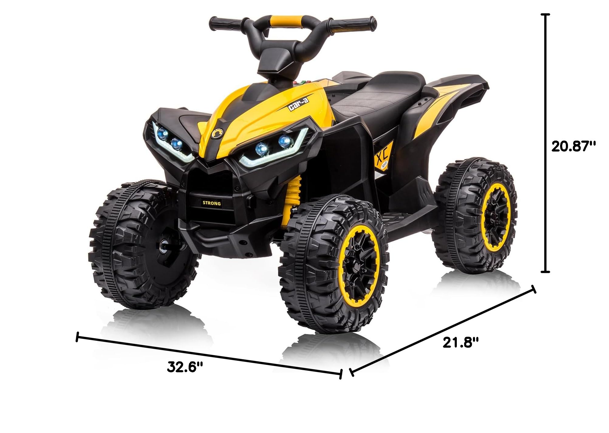 12V Kids Electric ATV Ride-On Toy - 4 Wheeler Battery Powered Quad Vehicle with Music, Horn, LED Lights & Dual Speed - Safe Soft Start for Boys & Girls Ages 3-8 - Perfect Birthday Gift & Outdoor Play Toy (Yellow)