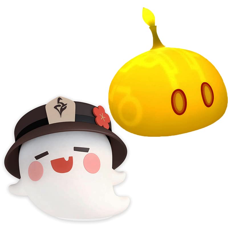 Genshin Impact Rock Slime Hu Tao Ghost LED Night Light - USB Rechargeable Anime Bedside Lamp for Kids Room, Gaming Room & Home Decor (White) - Perfect for Gaming Setups, Birthday Gifts & Cozy Bedroom Atmosphere