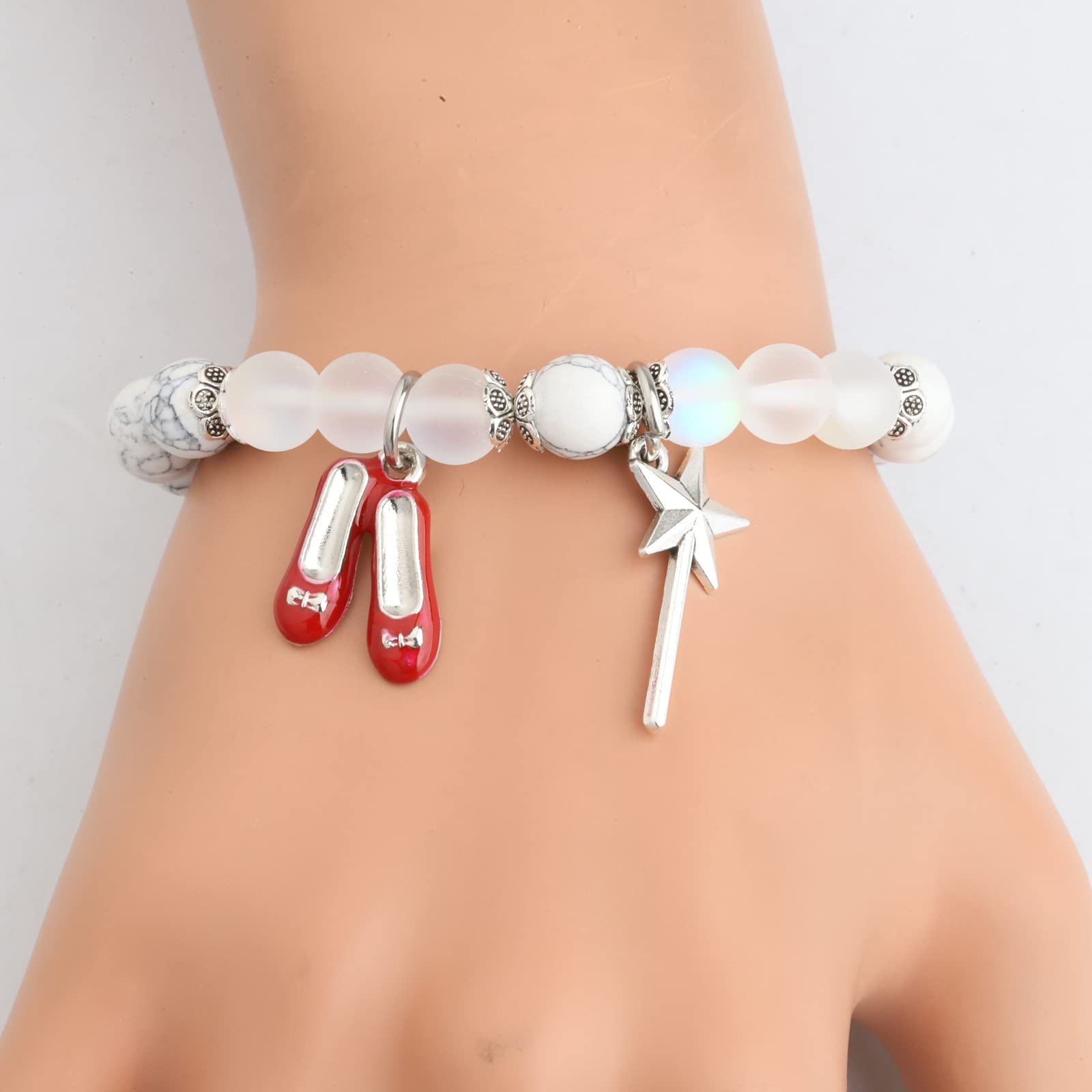 FUSTMW Red Shoe Bracelet - Dorothy Inspired Jewelry Gift for Movie Fans - Perfect for Wizard of Oz Costumes, Cosplay, and Themed Parties