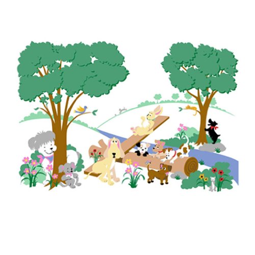 Adorable Small Puppy Playground Wall Mural - Perfect for Nursery, Kids' Room & Pet Lover Decor - Self-Adhesive Removable Wall Sticker (12