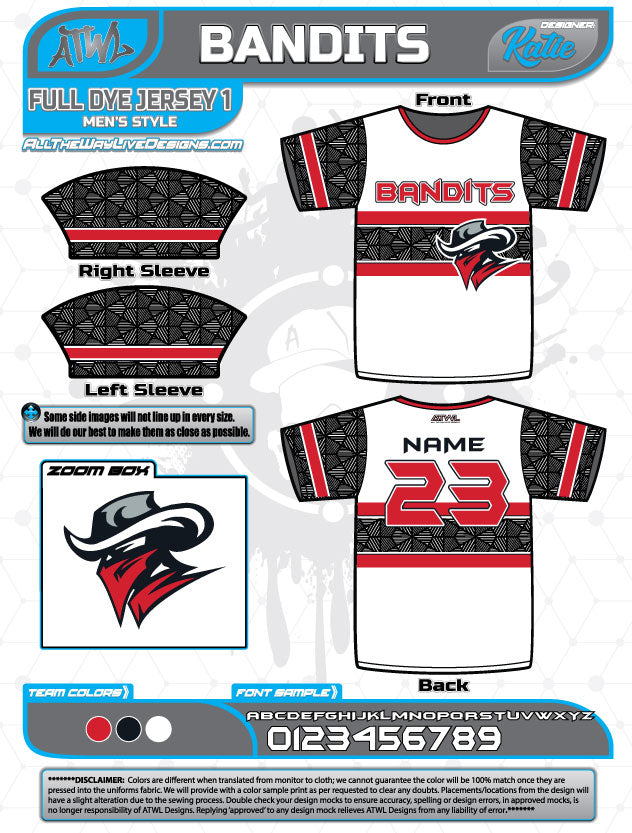 Bandits 10U Full Dye Baseball Jersey - Youth Performance Baseball Uniform for Tournaments & Team Play - Lightweight & Breathable for Comfortable Game Day Wear