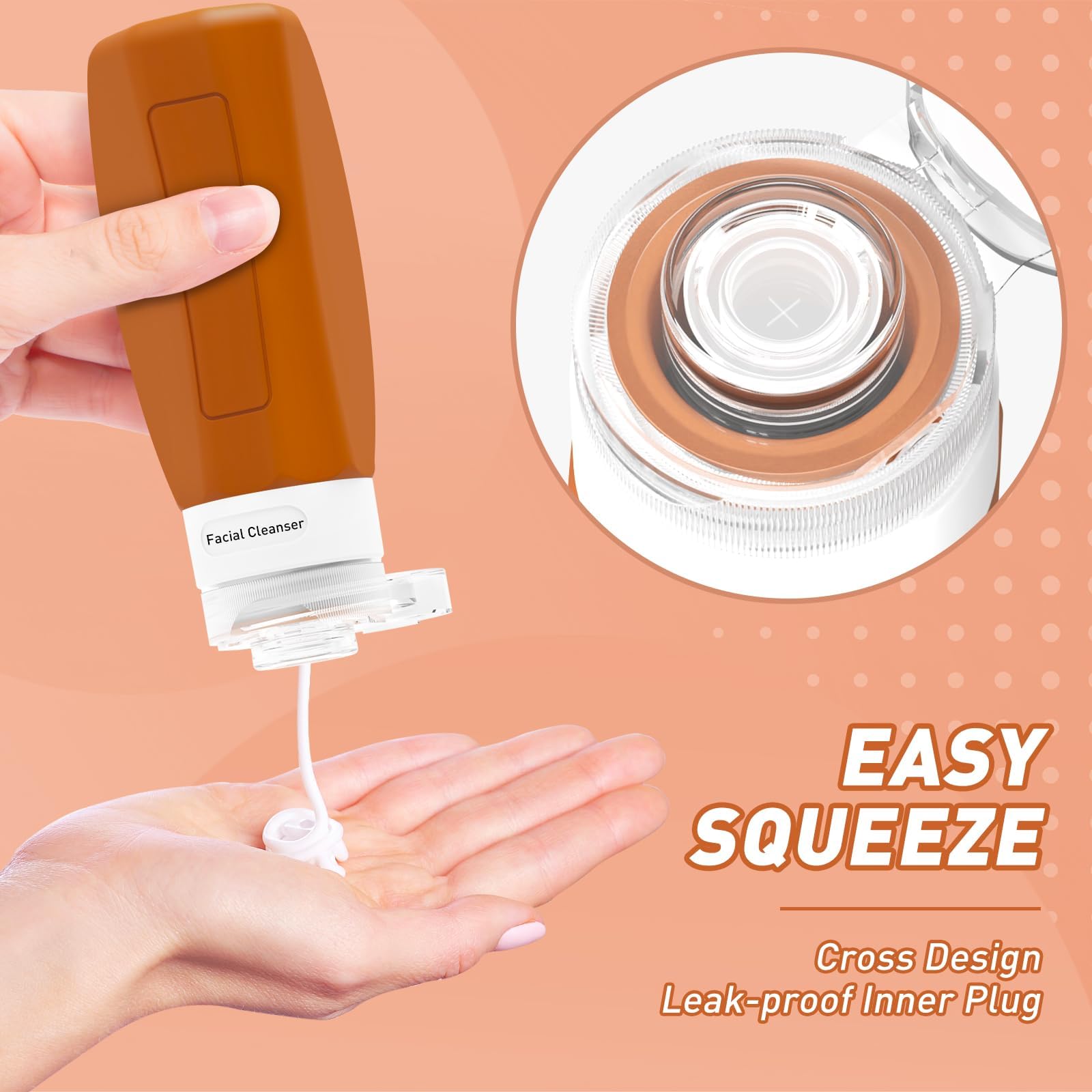 Redfly 3oz TSA Approved Travel Bottles for Toiletries - BPA Free Leak Proof Squeezable Silicone Containers for Shampoo, Conditioner & Lotion - Perfect for Airplane Carry-On, Gym Bag & Vacation Essentials