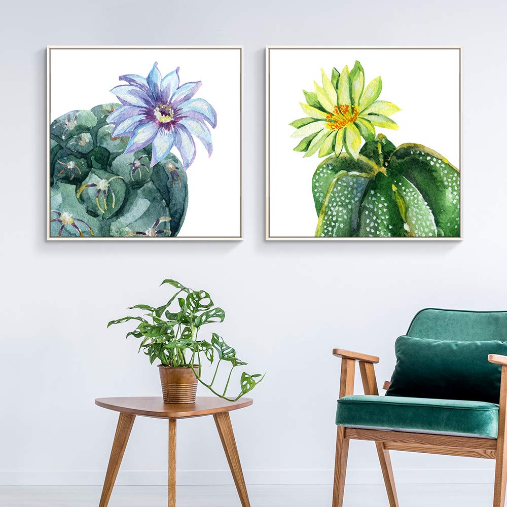 Wall26 Framed Canvas Wall Art - Vibrant Plant Illustrations Set of 2 Panels (24