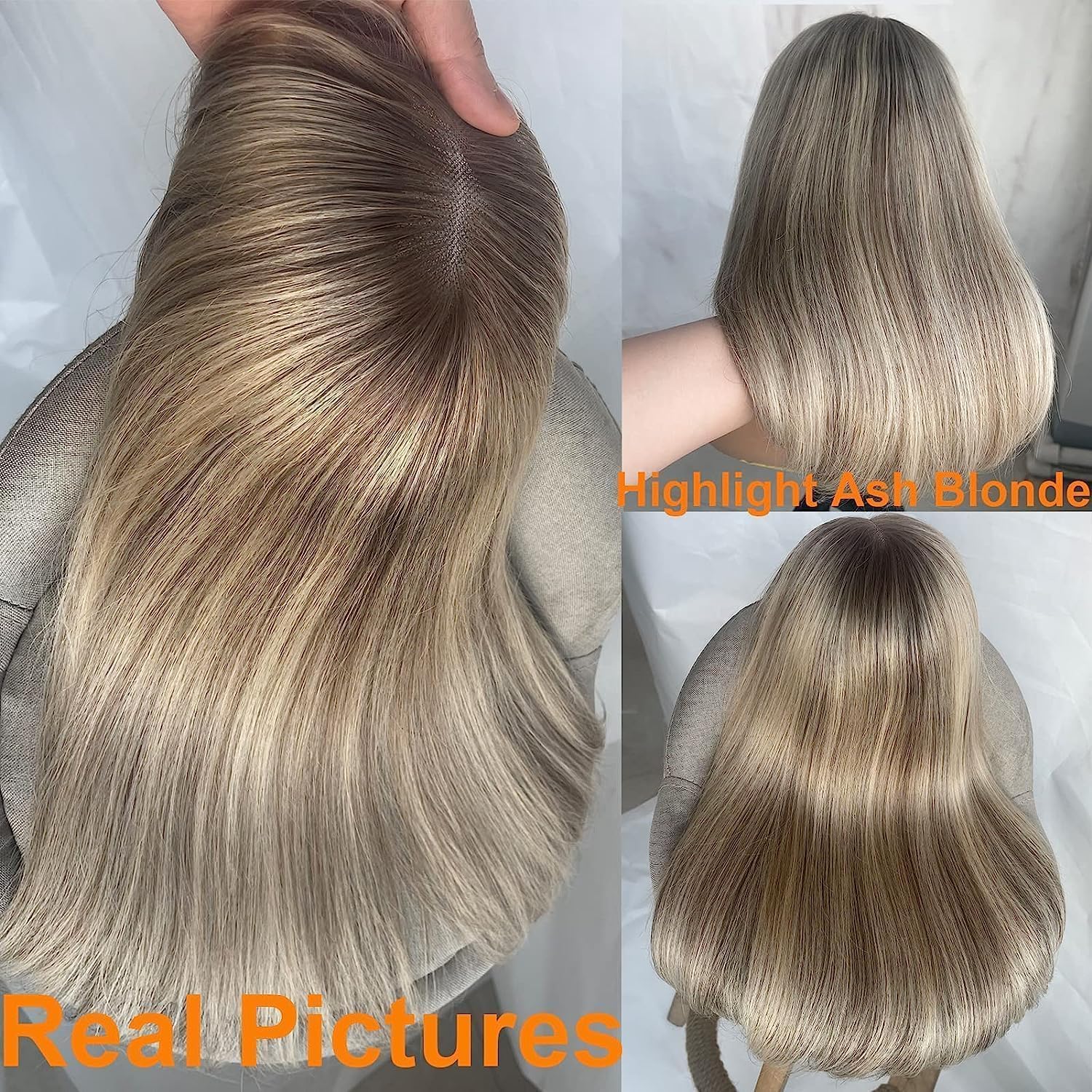 Ash Blonde Ombre Short Bob Wig with 13x4 HD Lace Front - 100% Human Hair, Pre-Plucked, 180 Density, 12 Inch - Perfect for Daily Wear, Cosplay & Special Occasions