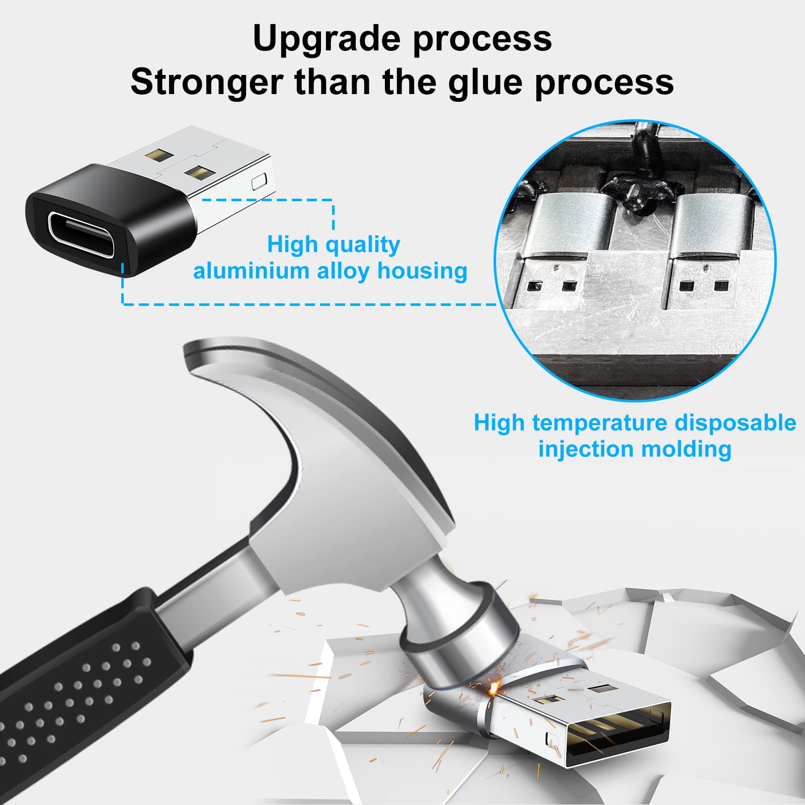 8-Pack USB Type C Adapter - USB to USB C Converter with Male/Female OTG Connector - Compatible with iPhone 15/14/13, MacBook Pro, iPad, iMac - Grey | Fast Charging, Data Transfer, Device Connectivity for Home, Office & Travel