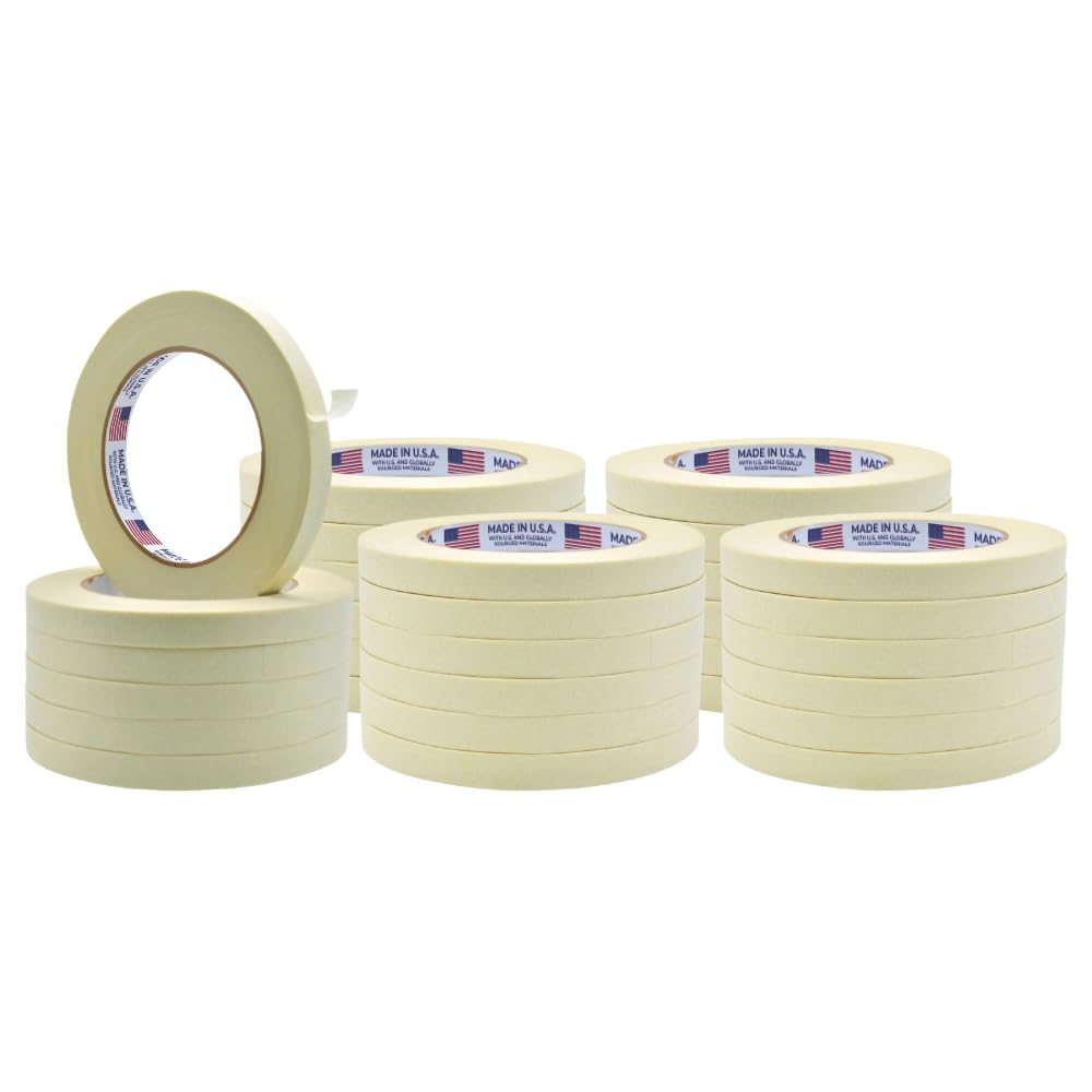 WOD MT5 1/2 Inch General Purpose Masking Tape - 72 Rolls Case (60 Yards per Roll) - Perfect for Painting, Home Improvement, Crafts & DIY Projects