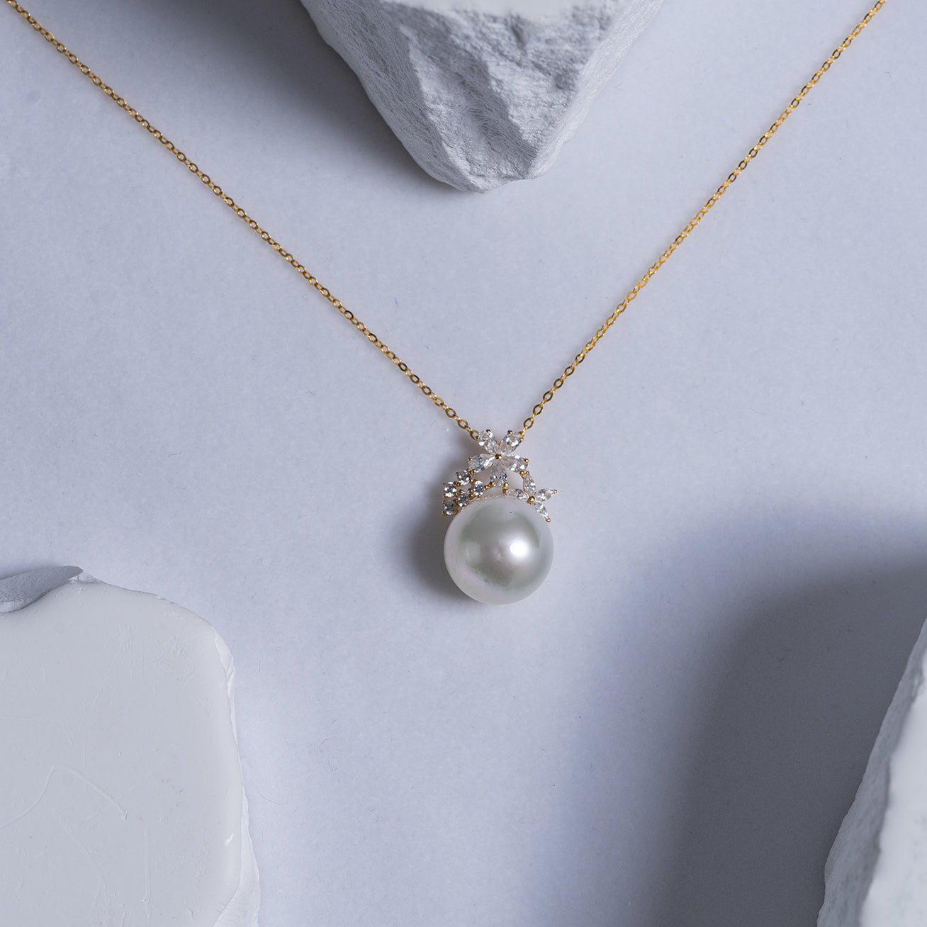 18K Solid Gold Australian White Saltwater Pearl Necklace - Elegant & Timeless Jewelry for Women | Perfect for Weddings, Anniversaries, and Special Occasions