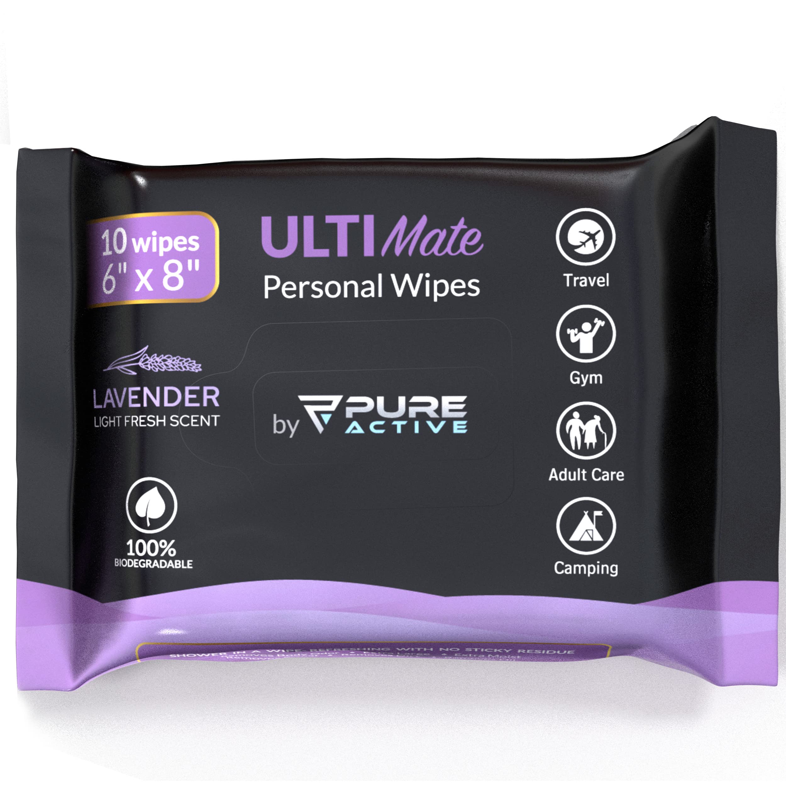 Premium Biodegradable Shower Body & Face Wipes for Men - Post Gym, Travel & Camping - Scented Lavender Hygiene Wipes (1440 Count Multipack) - Perfect for On-the-Go Cleansing, Outdoor Adventures & Quick Refresh