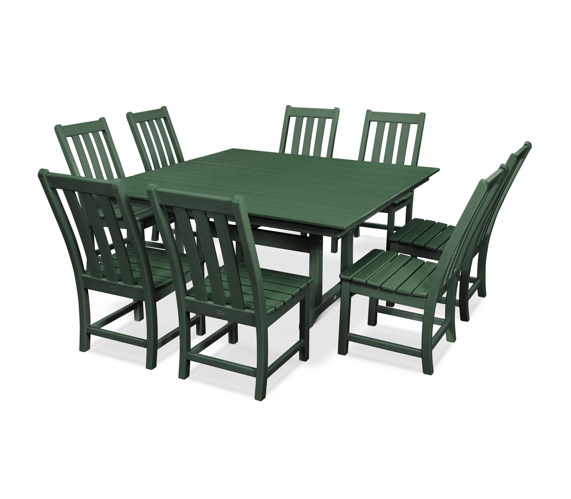 POLYWOOD Vineyard 9-Piece Farmhouse Trestle Dining Set - Outdoor Patio Furniture for Backyard, Garden & Poolside Dining