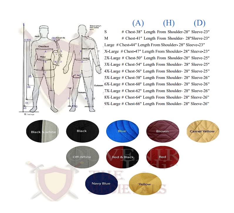 THE MEDIEVALS Gambeson Thick Padded Coat - Medieval Aketon Jacket Armor for LARP, SCA & Cosplay | Cotton Fabric Battle-Ready Costume | Perfect for Renaissance Fairs, Historical Reenactments & Theater Performances