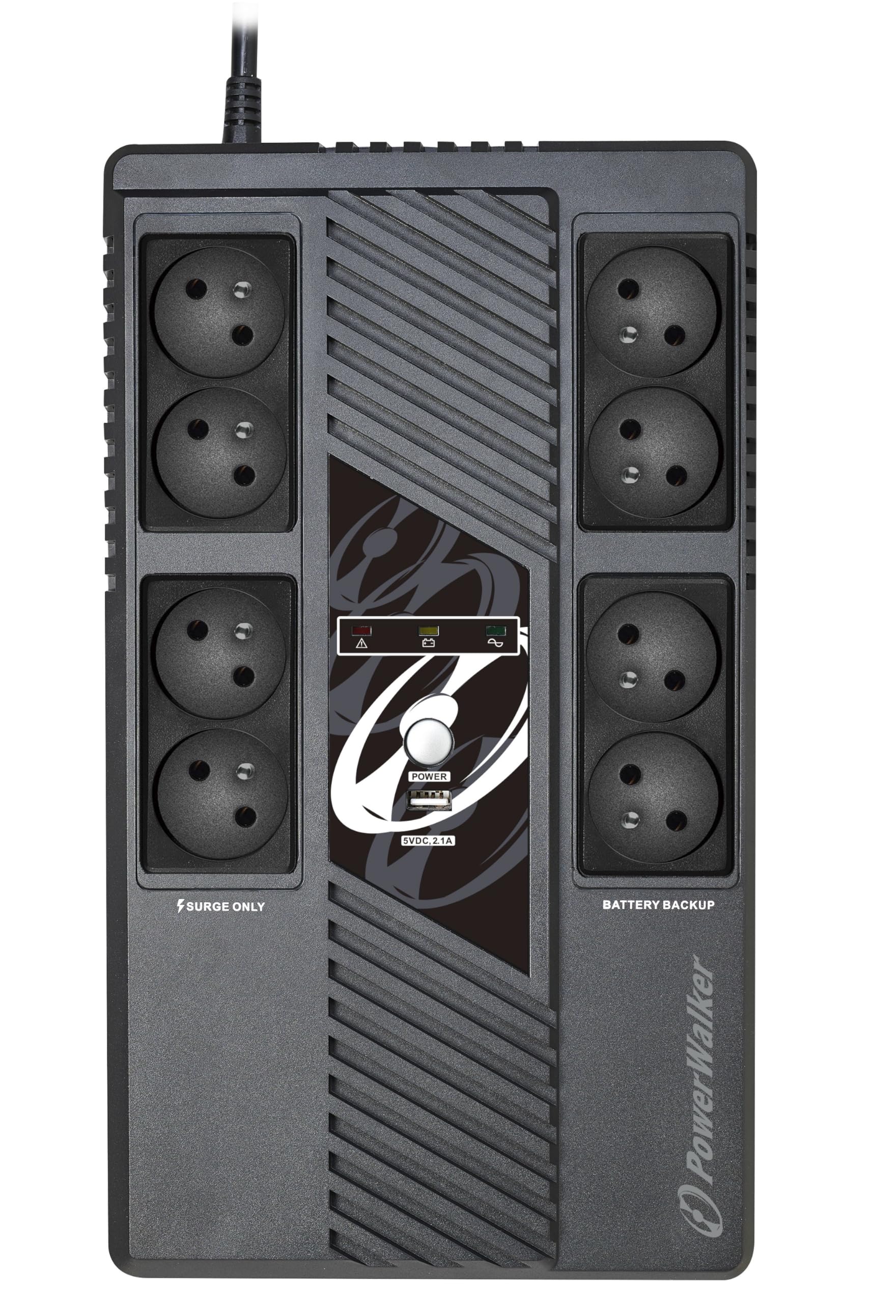 PowerWalker VI 1000 MS FR UPS 1000VA/600W Rack-Mountable Uninterruptible Power Supply - Perfect for Home Office, Server Rooms & Network Equipment Protection
