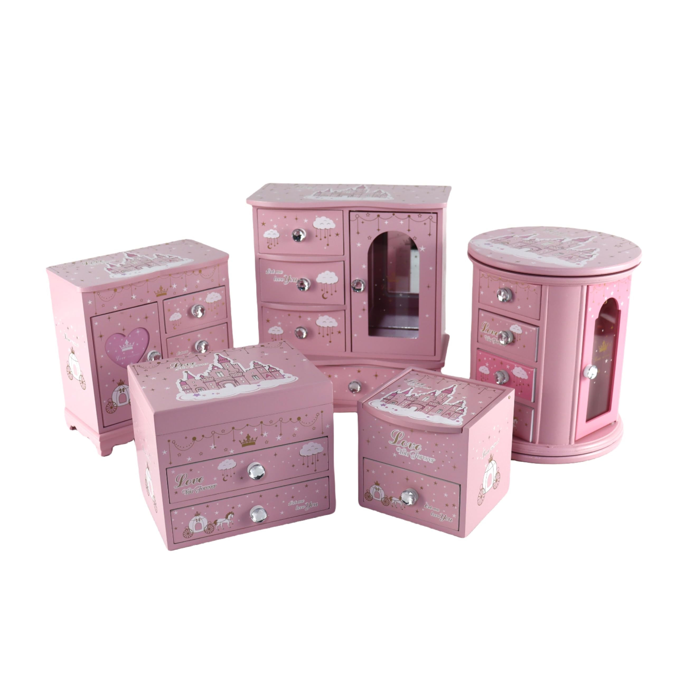 Pink Princess Jewelry Box for Girls - Kids Organizer & Gift for Bedroom Decor